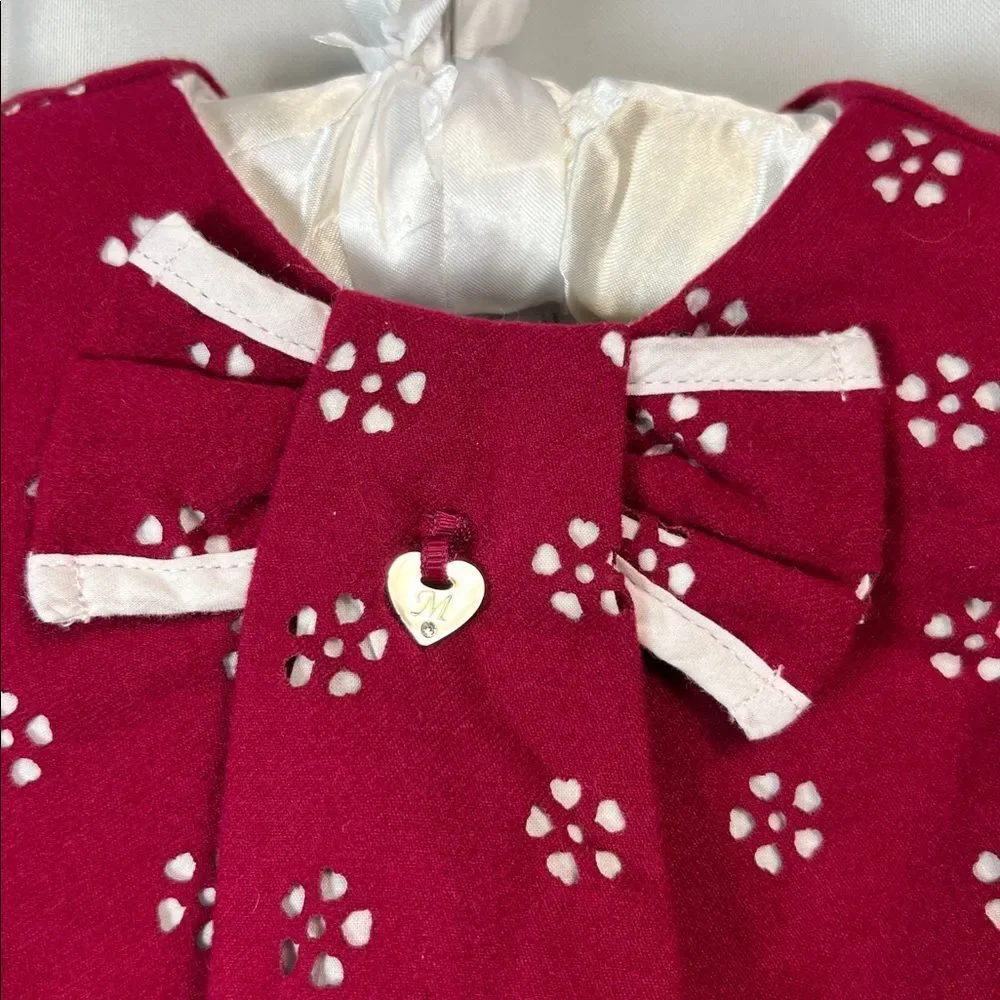 Mayoral Burgundy short sleeve floral cutout dress size 3 months
